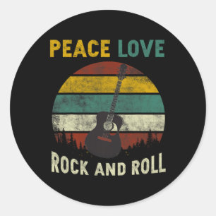 Adesivo Peace Love Rock &amp; Roll Guitar Player Guitarris