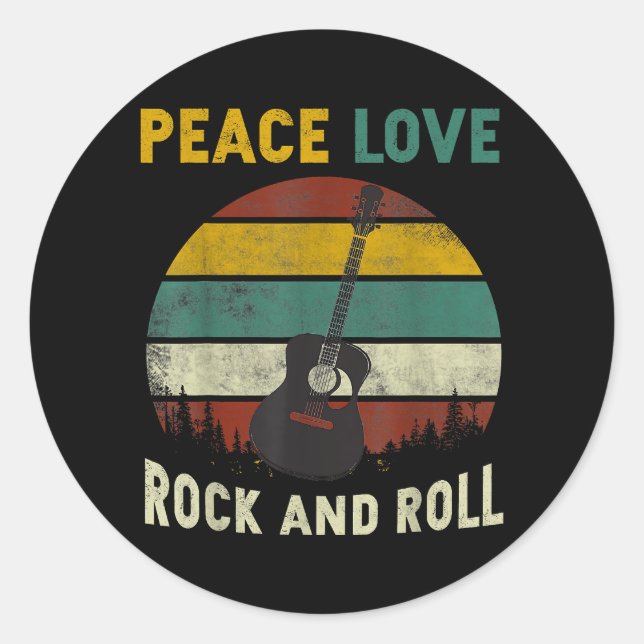 Adesivo Peace Love & Rock & Roll Guitar Player V (Frente)
