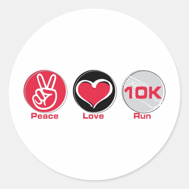 Adesivo Peace Love Run 10K (Frente)