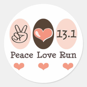 Adesivo Peace Love Run 13.1 Half Marathon Sticker