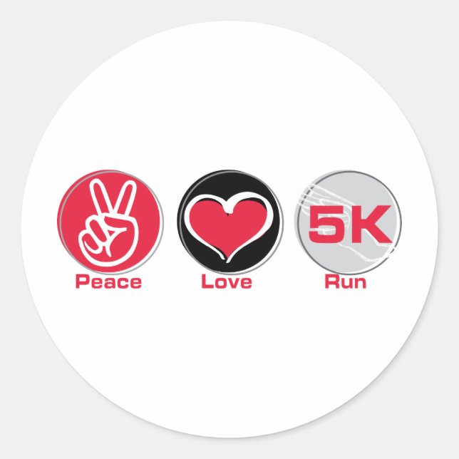 Adesivo Peace Love Run 5K (Frente)