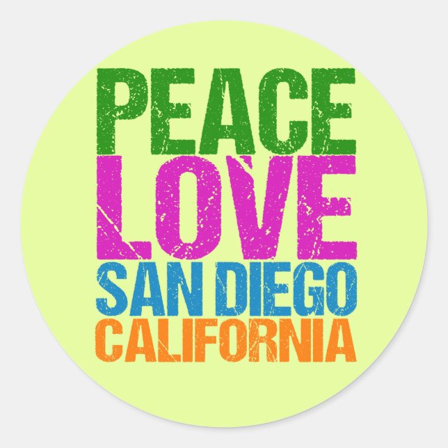 Adesivo Peace Love San Diego California (Frente)
