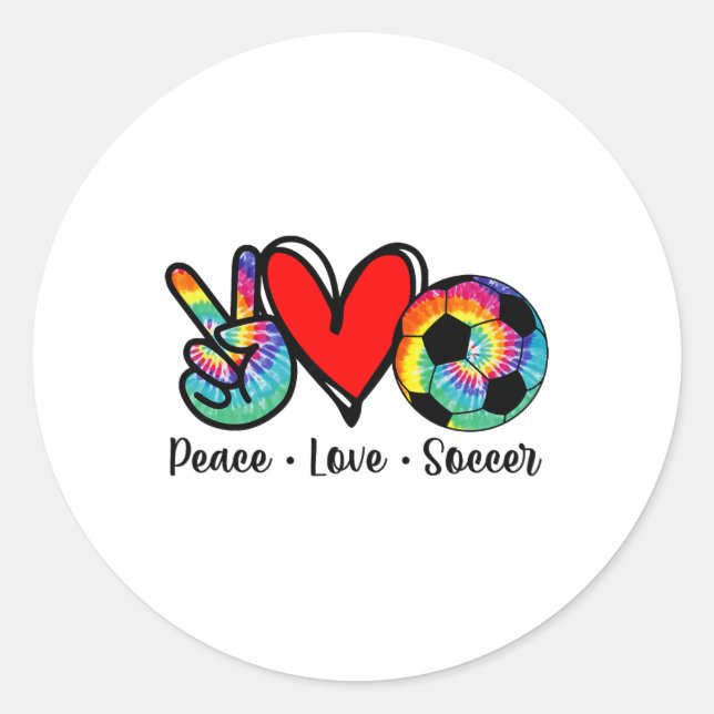 Adesivo Peace Love Soccer Tie Dye Design Women Teen Girls  (Frente)