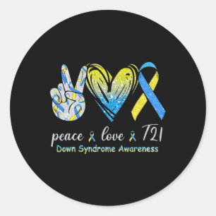 Adesivo Peace Love T21 Down Síndrome de Consciência Azul A