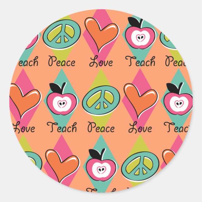 Adesivo Peace Love Teach (Frente)