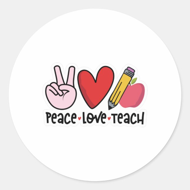Adesivo Peace Love Teach (Frente)