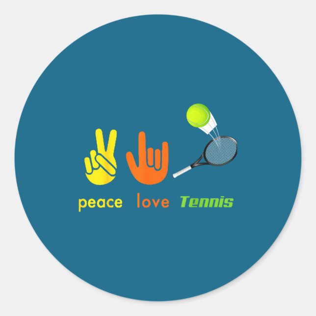 Adesivo Peace Love Tennis Funny Tennis Lovers Hand Sign De (Frente)