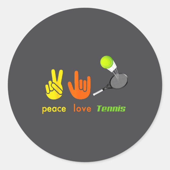 Adesivo Peace Love Tennis Funny Tennis Lovers Hand Sign De (Frente)