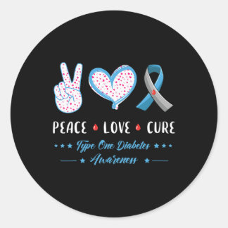 Adesivo Peace Love Type 1 Diabetes homens mulheres