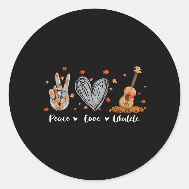 Adesivo Peace Love Ukulele Hawaiian Ukelele Uke Guitar Pla (Frente)