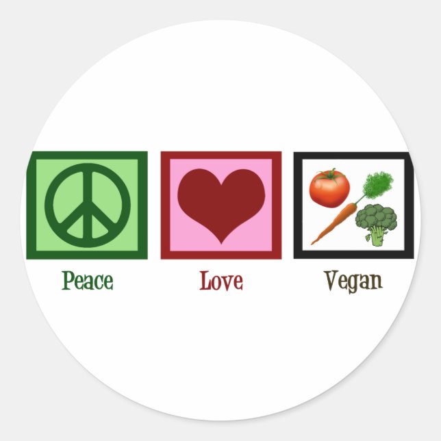 Adesivo Peace Love Vegan (Frente)