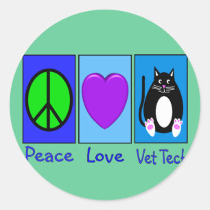 Adesivo Peace Love Vet Tech