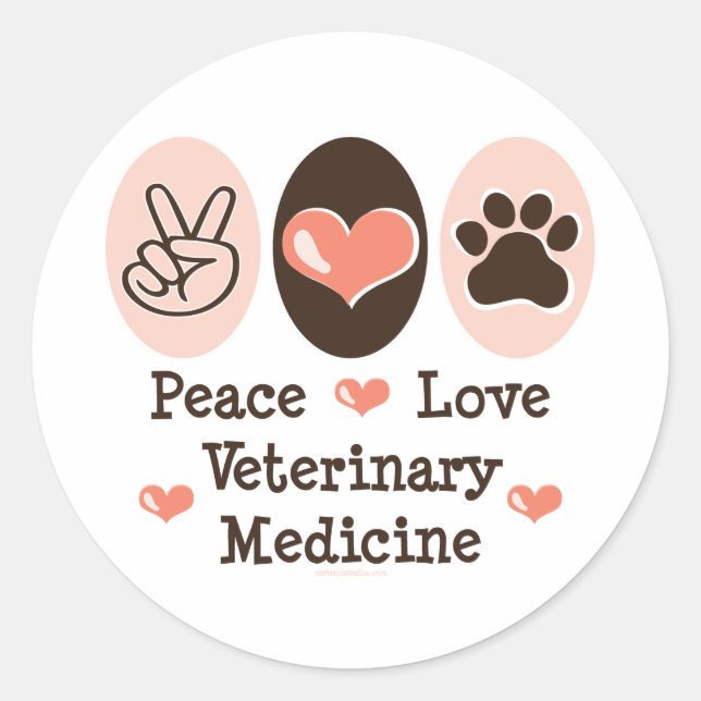 Adesivo Peace Love Veterinary Medicine Stickers 20 Pk (Frente)