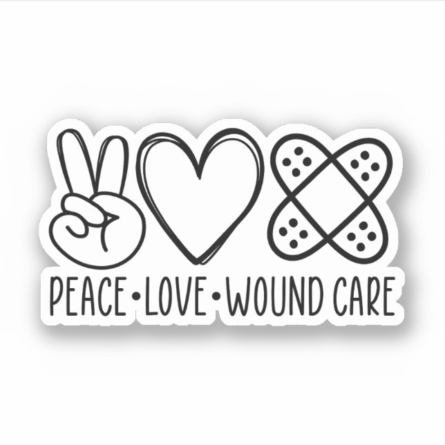 Adesivo Peace Love Wound Care, Wound Care Nurse Gift (Frente)