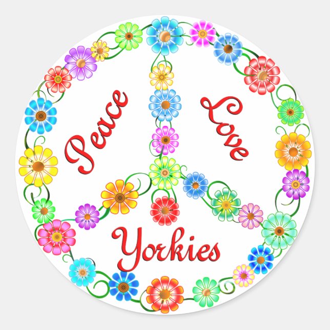 Adesivo Peace Love Yorkies (Frente)