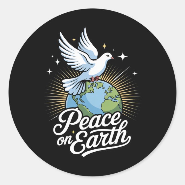 Adesivo Peace On Earth Dove And Globe Faith Christmas  (Frente)
