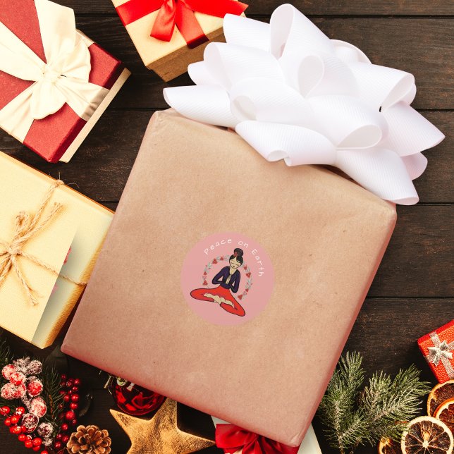 Adesivo Peace on Earth Yogi Sticker (A Lovely Yoga Gift Package Sticker Promoting 'Peace on Earth')