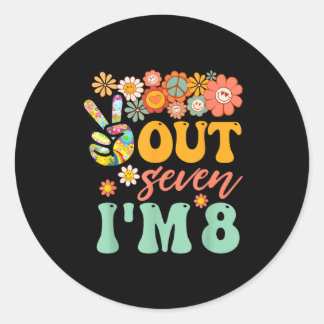 Adesivo Peace out seven 8 groovy 8th happy birthday boy