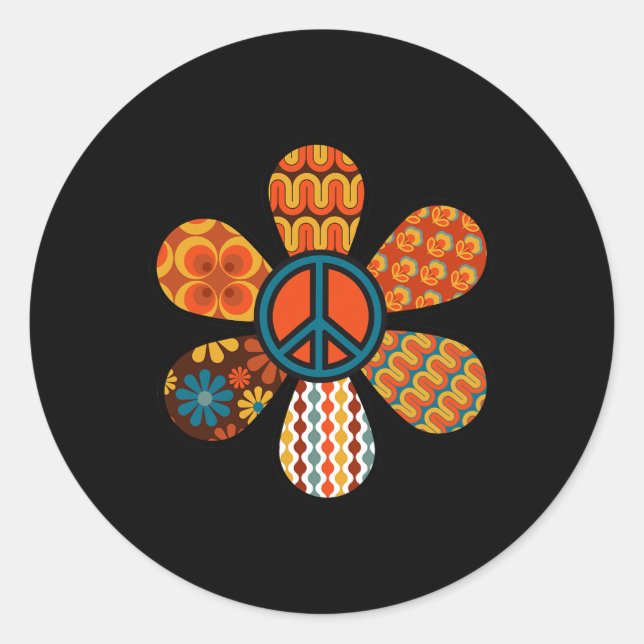 Adesivo PEACE SIGN LOVE 60s 70s Groovy Hippie Costume Hall (Frente)