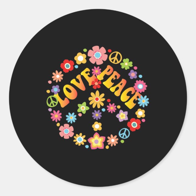 Adesivo PEACE SIGN LOVE 60s 70s Tie Dye Hippie Costume (Frente)