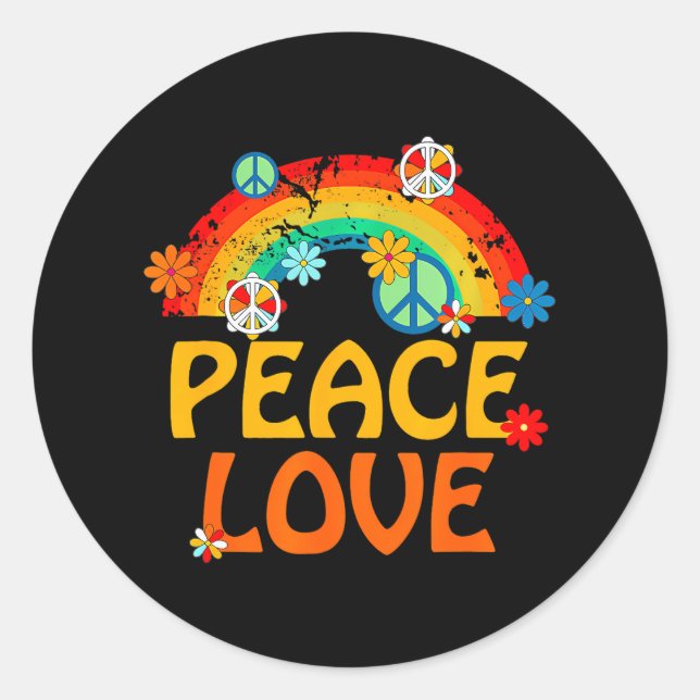 Adesivo PEACE SIGN LOVE 60s 70s Tie Dye Hippie Halloween (Frente)