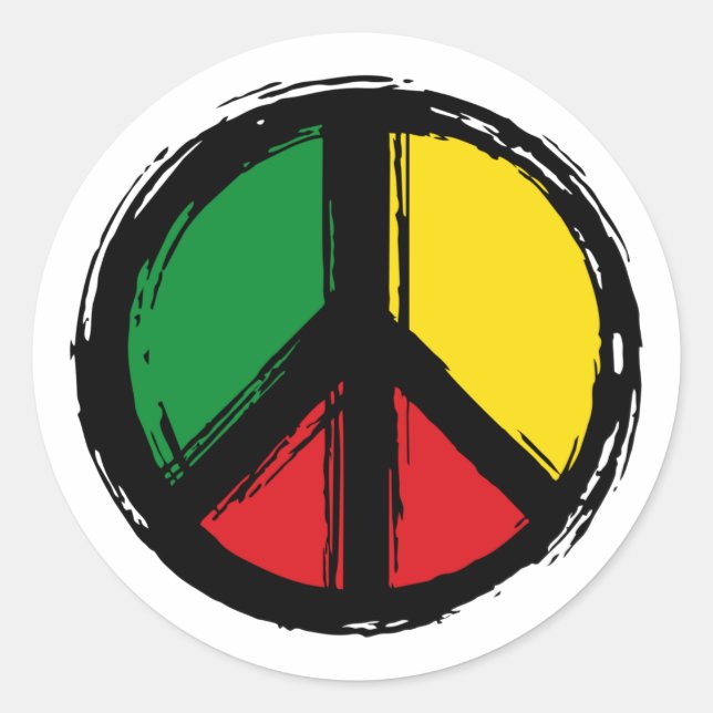 Adesivo Peace Symbol with reaggae colors (Frente)