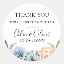 Adesivo Peach Blue Botanical Floral Weding Favor