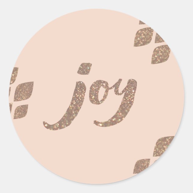 Adesivo Peach & Bronze Glitter Joy Xmas Stickers (Frente)