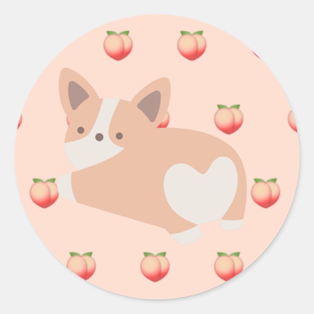 Adesivo Peach Corgi Sticker (Frente)