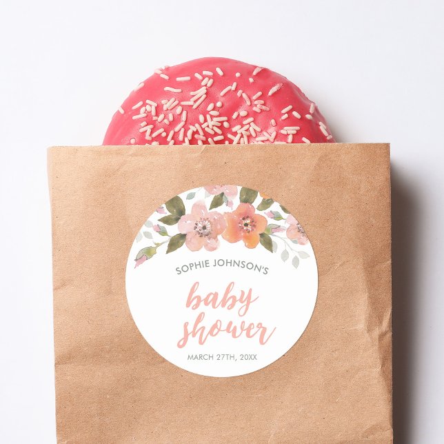 Adesivo Peach Delicate Floral Chá de fraldas (Criador carregado)
