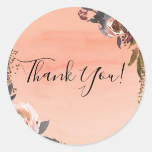 Adesivo Peach & Dourado Glitter Floral Moderno Chá de pane