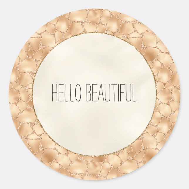 Adesivo Peach Dourado Glitter Glam Sparkle Giraffe Impress (Frente)