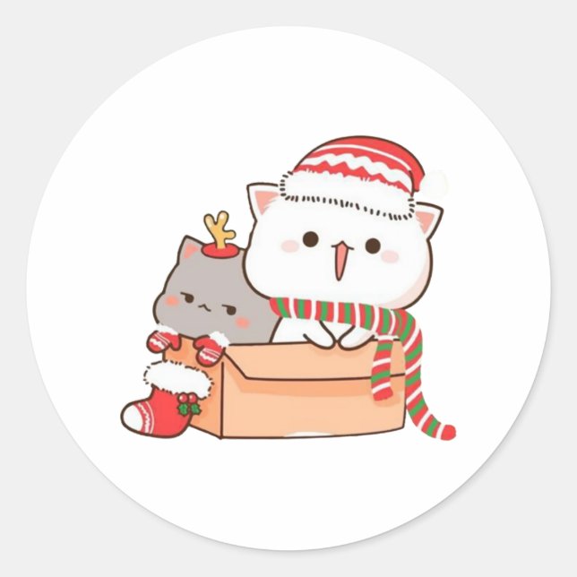 Adesivo Peach E Goma Mochi Cat, Feliz Natal (Frente)