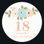 Adesivo Peach Floral Watercolor 18th Birthday Girl Sticker<br><div class="desc">Peach Floral Watercolor 18th Birthday Girl Sticker Para a coleção,  visite a loja Niche e Nest Usamos trabalho de arte de: Freshmint Paperie https://www.etsy.com/shop/FreshmintPaperie</div>