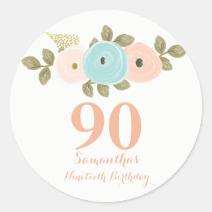 Adesivo Peach Floral Watercolor 90 Birthday Stick