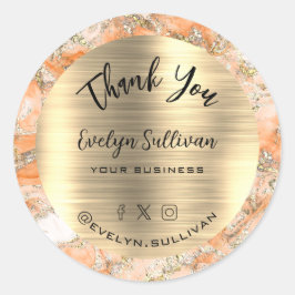 Adesivo Peach Fluid Marble Obrigado