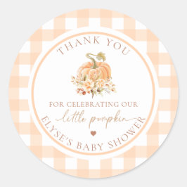Adesivo Peach Gingham Cai No Nosso Pequeno Pumpkin Obrigad