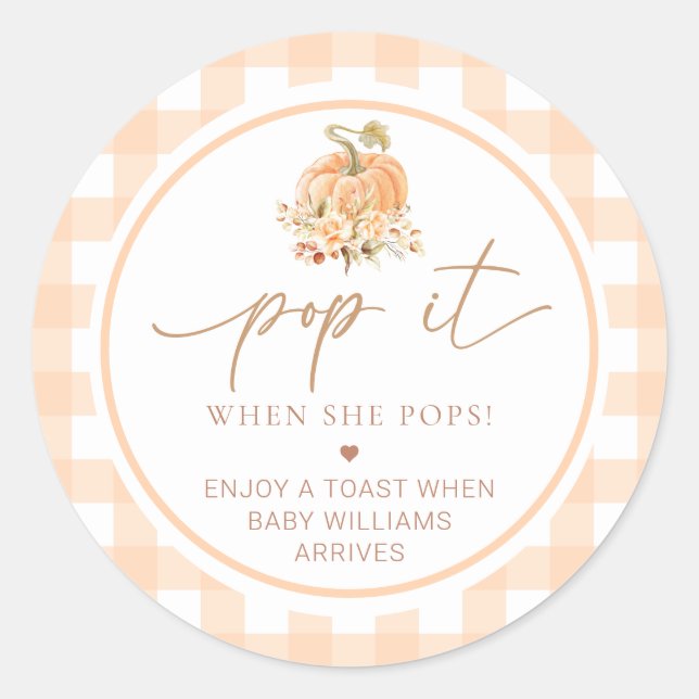 Adesivo Peach Gingham Pumpkin Pop Quando Ela Pop (Frente)