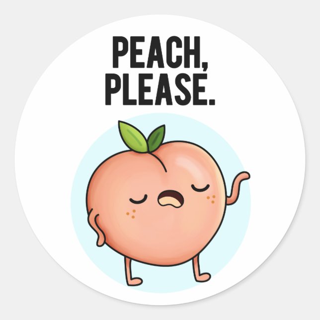 Adesivo Peach, por favor, trocadilho de Fruta engraçado (Frente)
