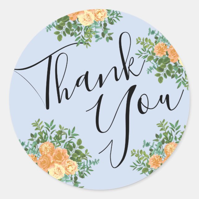 Adesivo Peach Rosas Azuis De Casamento Floral (Frente)