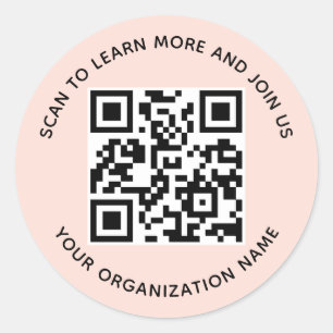 Adesivo Peach Round QR Code Stickers Business Personalizad