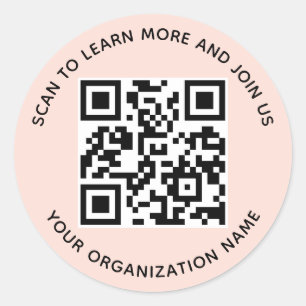 Adesivo Peach Round QR Code Stickers Business Personalizad