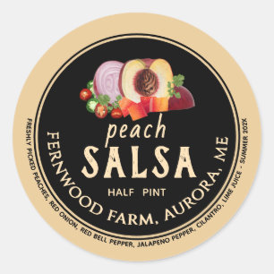 Adesivo Peach Salsa Jar Rótulo de Preservação caseira