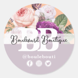 Adesivo Peach & Silver Vintage Rosas Floral Boutique Compr