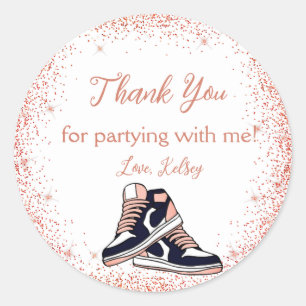 Adesivo Peach Sneaker Birthday, Doce Glitter 16 Obrigados