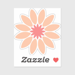 Adesivo Peach Stylized Daisy Custom-Cut Vinyl Sticker