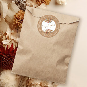 Adesivo Peach Watercolor Floral Nuter Shell Brown Obrigado