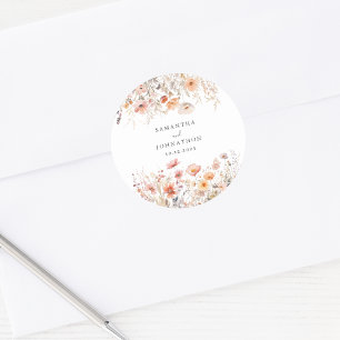 Adesivo Peach Wildflower Watercolor Casamento