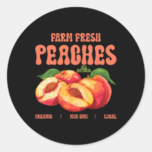 Adesivo Peaches Frescos de Fazenda de Verão Frescos Orgâni