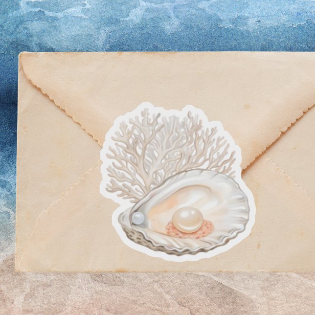 Adesivo Peachy Oysters Cute Watercolor Pearls Girly (Criador carregado)
